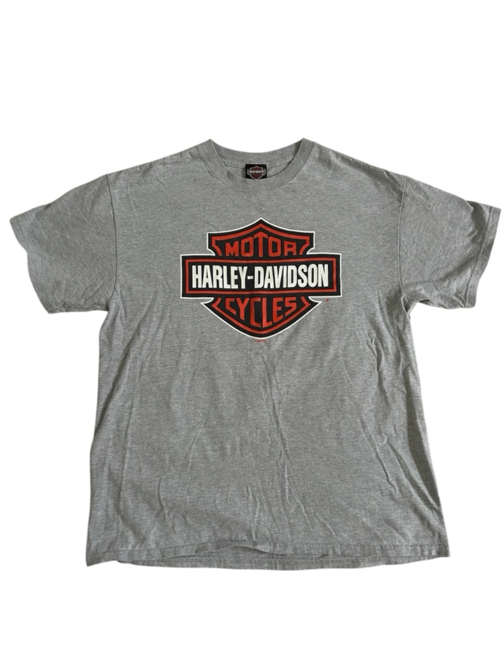 2007 Harley-Davidson XL Gray T-Shirt with Black & Orange Shield Logo